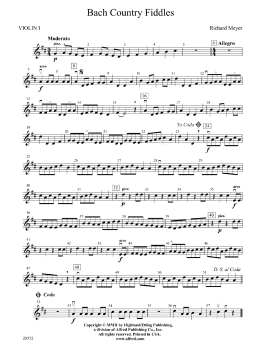 Bach Country Fiddles 1st Violin by Richard Meyer String Orchestra Digital Sheet Music Sheet Music Plus