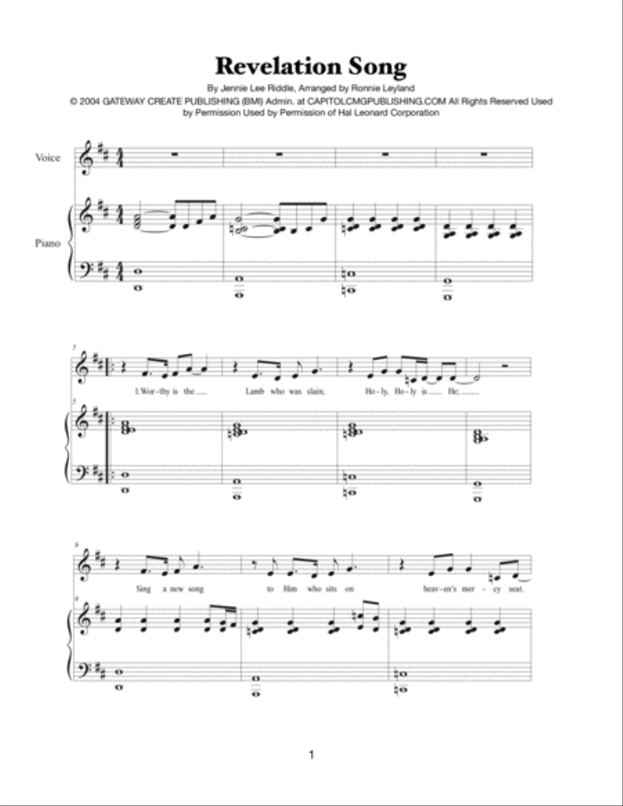 Revelation song - Jennie Lee Riddle Sheet music for Vocals (Choral