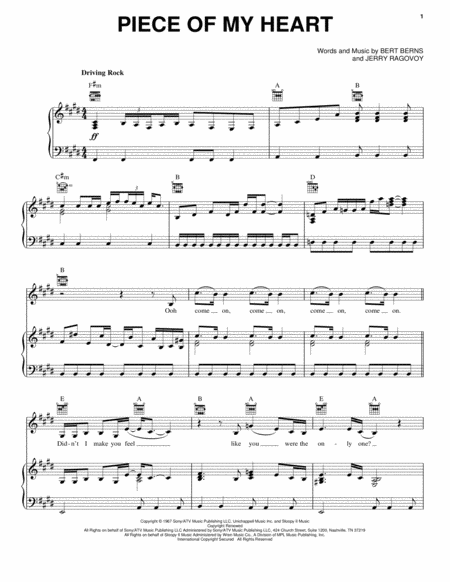 Piece Of My Heart by Janis Joplin - Choir - Digital Sheet Music