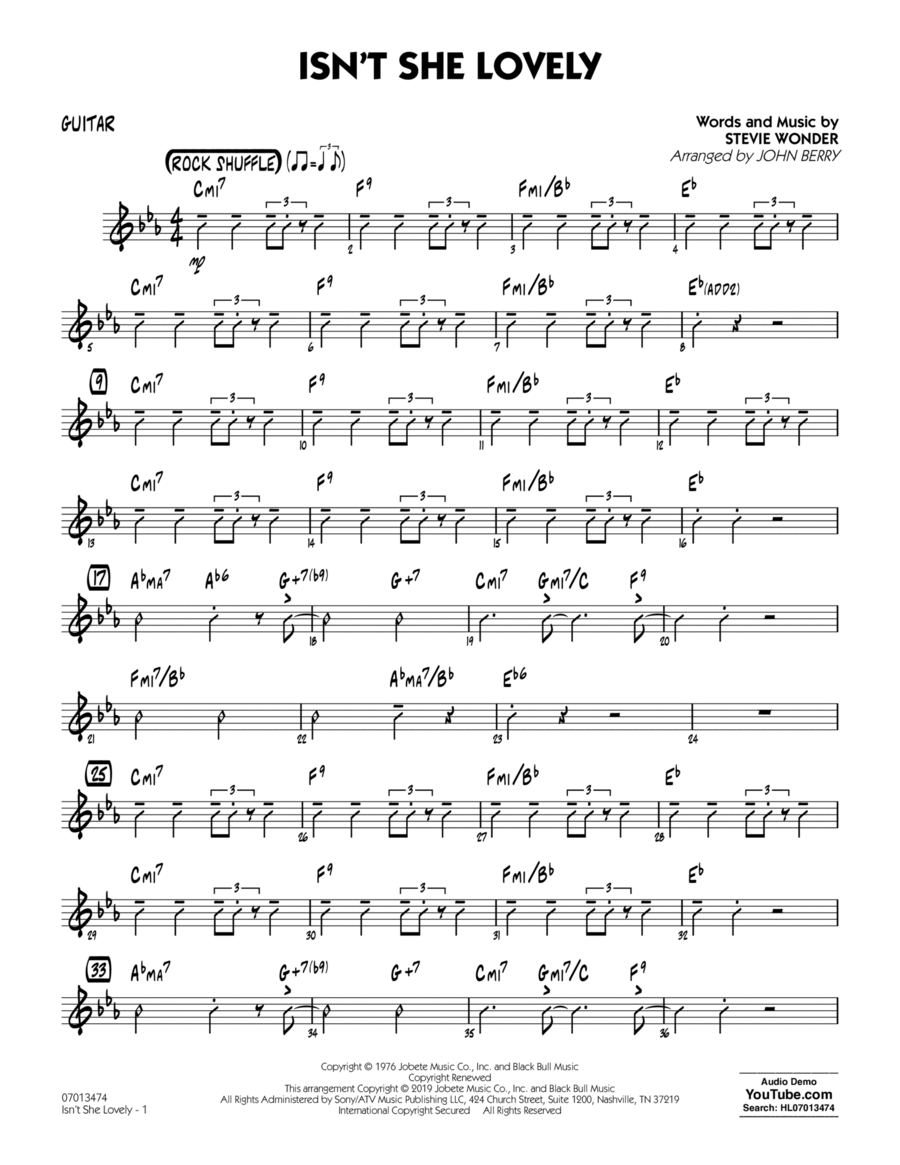 Isn't She Lovely? - Bb Tenor Saxophone Sheet Music, Stevie Wonder