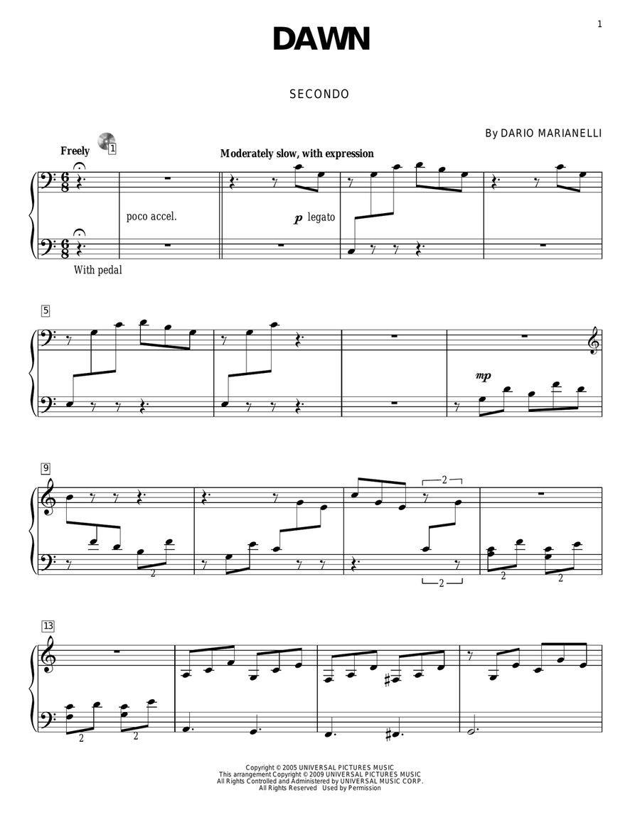 Dawn (from Pride And Prejudice) (arr. Carol Klose) by Dario Marianelli ...