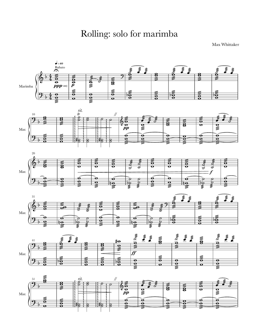 Marimba sheet music discount