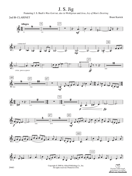 J.S. Jig: 2nd B-flat Clarinet - Concert Band - Digital Sheet Music