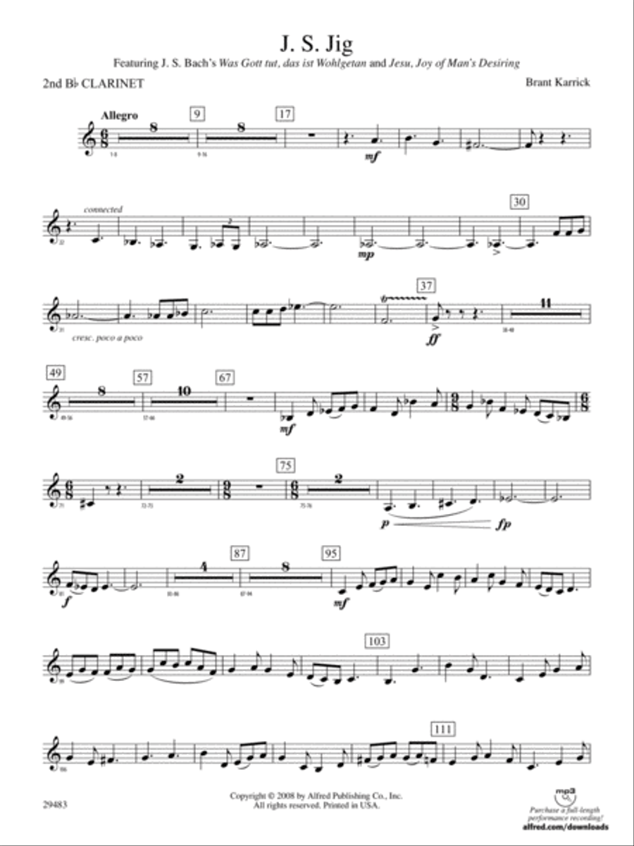 J.S. Jig: 2nd B-flat Clarinet - Concert Band - Digital Sheet Music