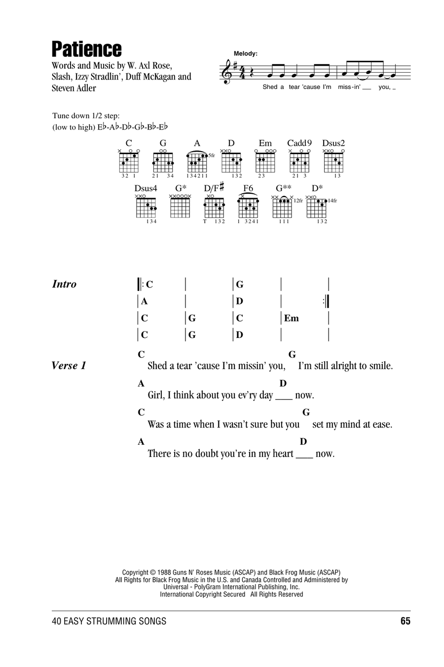 Guns N' Roses: Patience sheet music (fake book) (PDF-interactive)