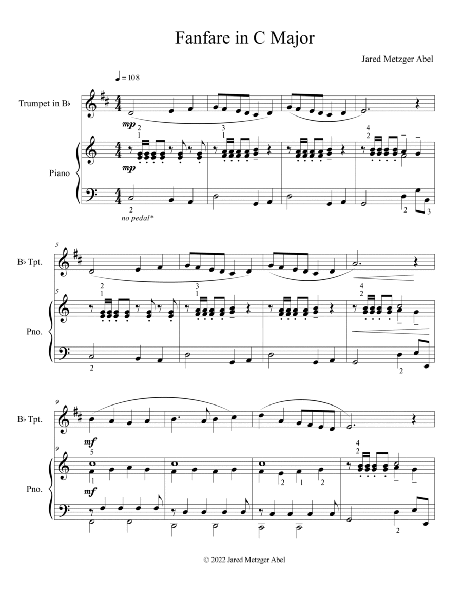 Fanfare in C Major Trumpet and Piano