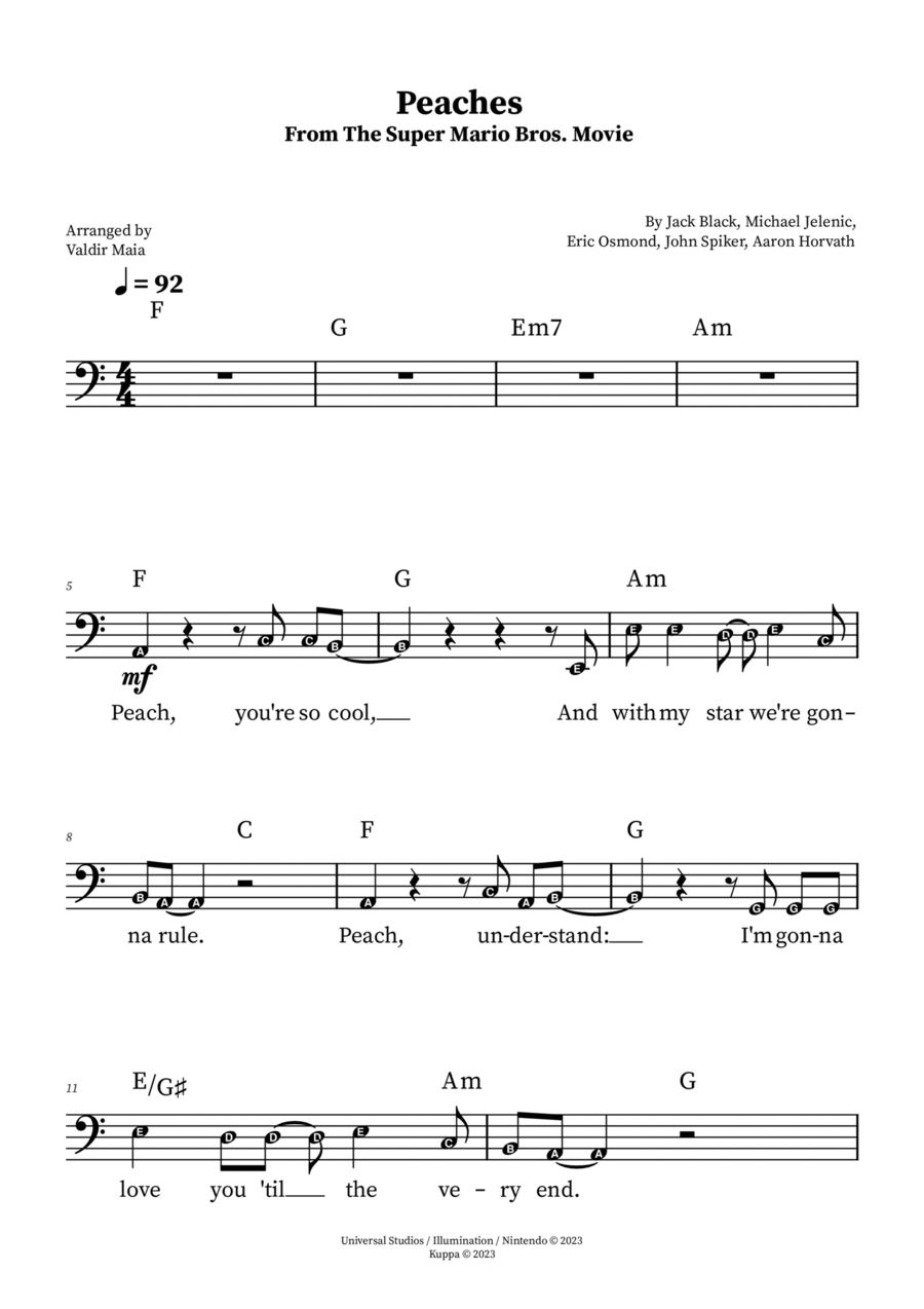 The Super Mario Bros. Movie OST - Peaches (Easy Version) Sheets by