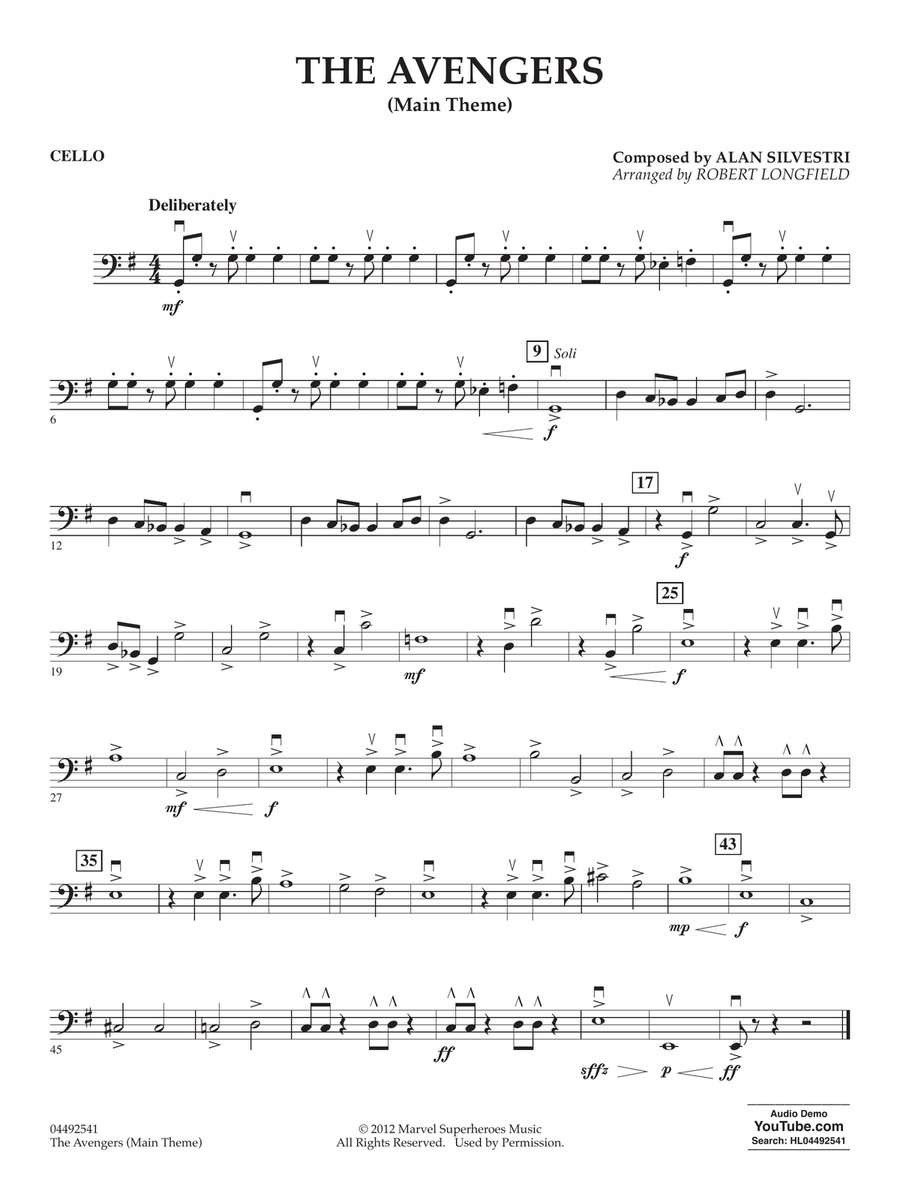 The Avengers (Main Theme) (arr. Robert Longfield) Cello by Alan
