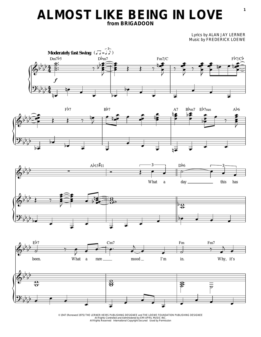 Vo＆BB楽譜「Almost Like Being In Love」(絶版) Play Official version of Almost Like Being In Love Sheet
