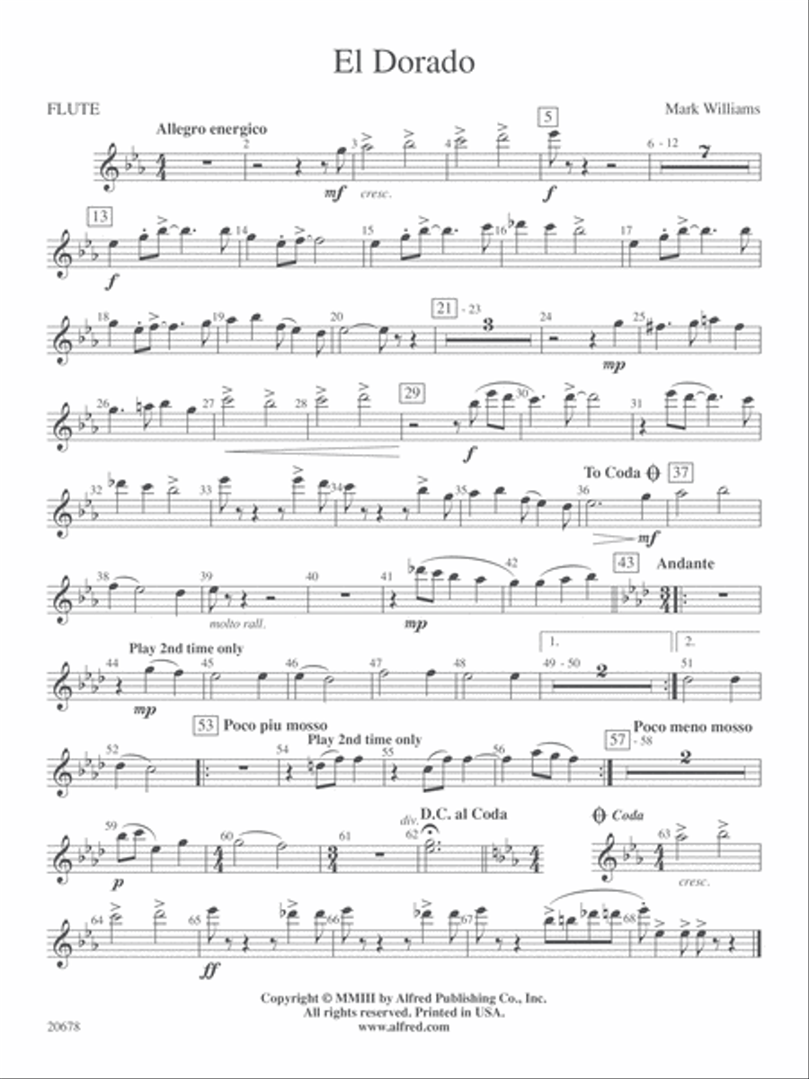 El Dorado: Flute by Mark Williams - Concert Band - Digital Sheet Music