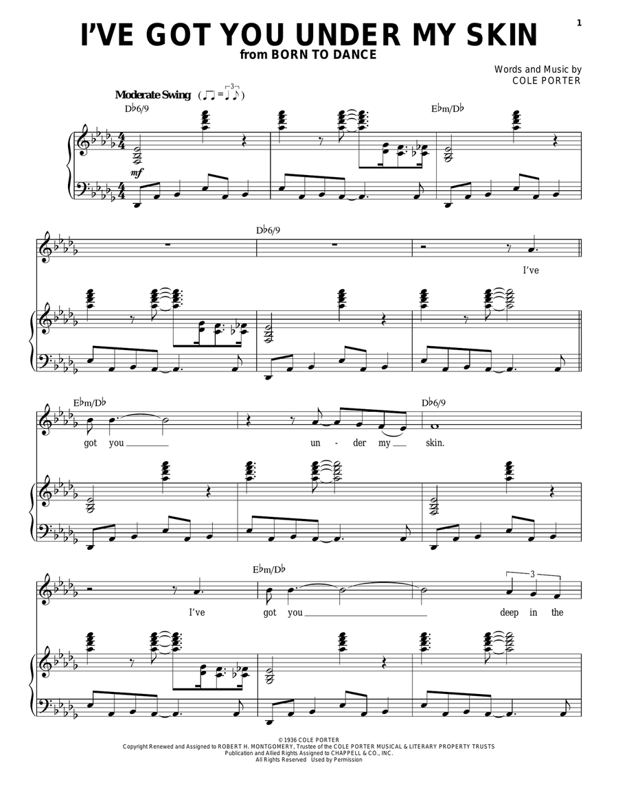 I've Got You Under My Skin by Frank Sinatra - Voice, Piano, Vocal