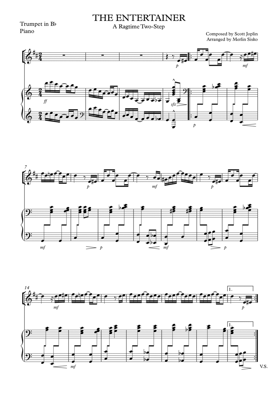 The Entertainer Scott Joplin Trumpet and piano by Scott Joplin