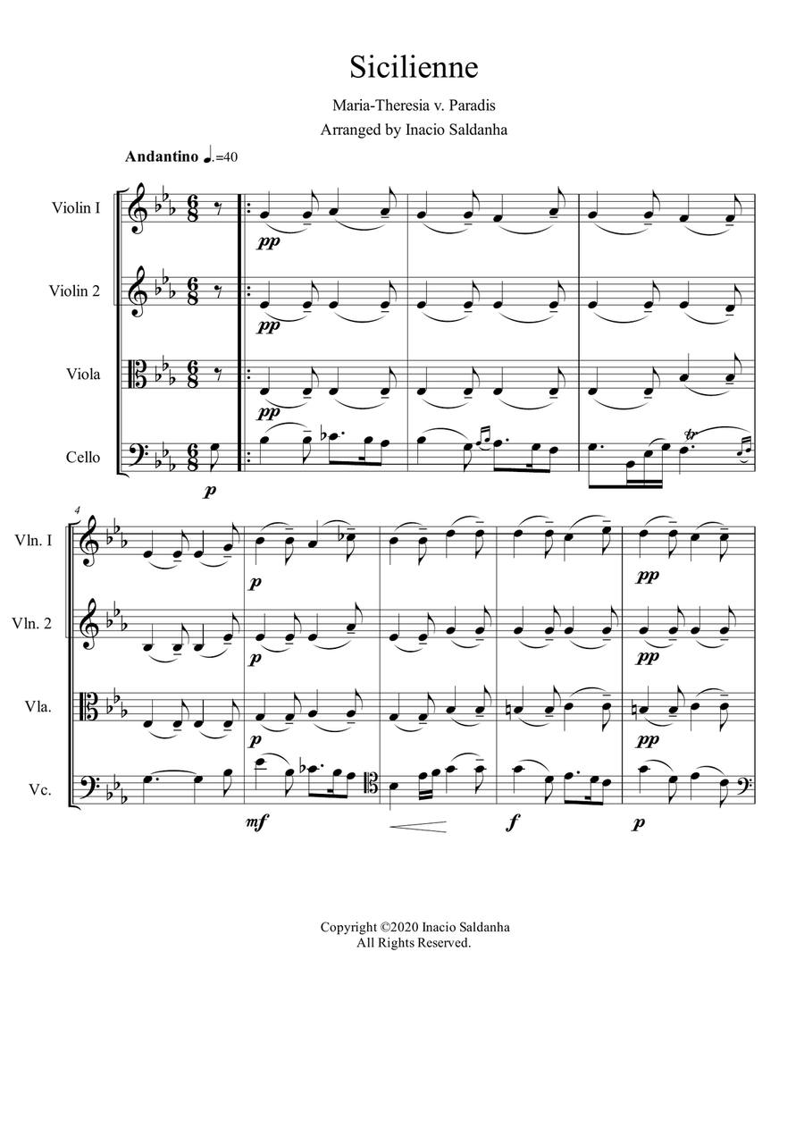 Sicilienne by Maria Theresia Von Paradis by Maria Theresia