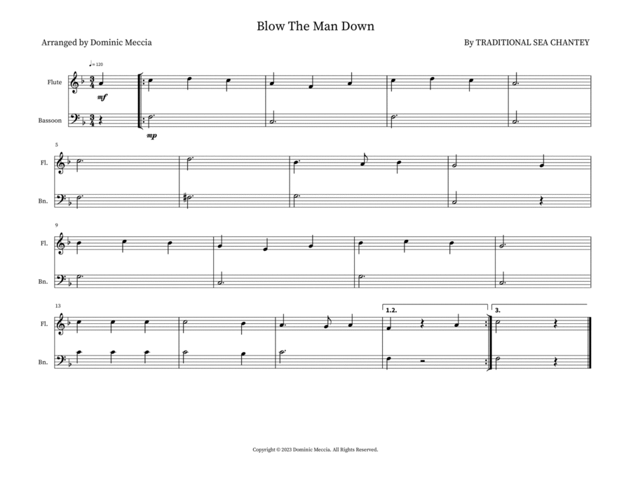 Blow The Man Down by Traditional Sea Shanty Woodwind Duet Digital Sheet Music Sheet Music Plus