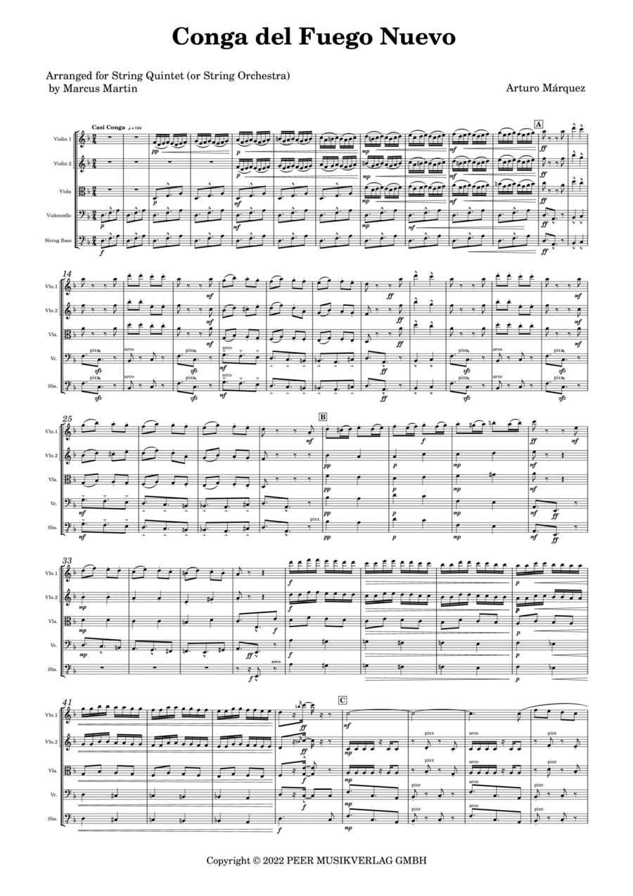 Conga Del Fuego Nuevo String Quintet Digital Sheet Music Sheet