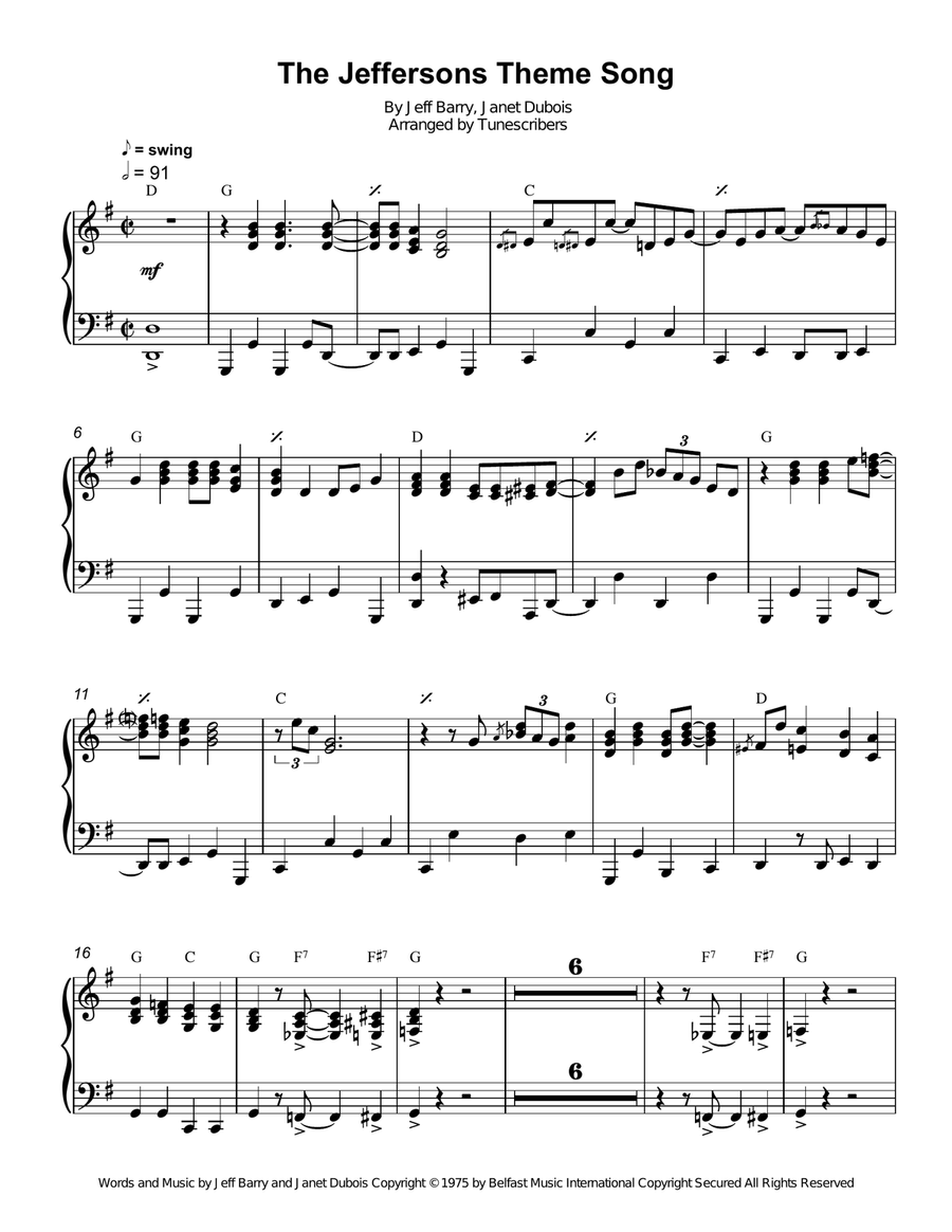 The Jeffersons Theme Song Piano Solo Digital Sheet Music Sheet Music Plus