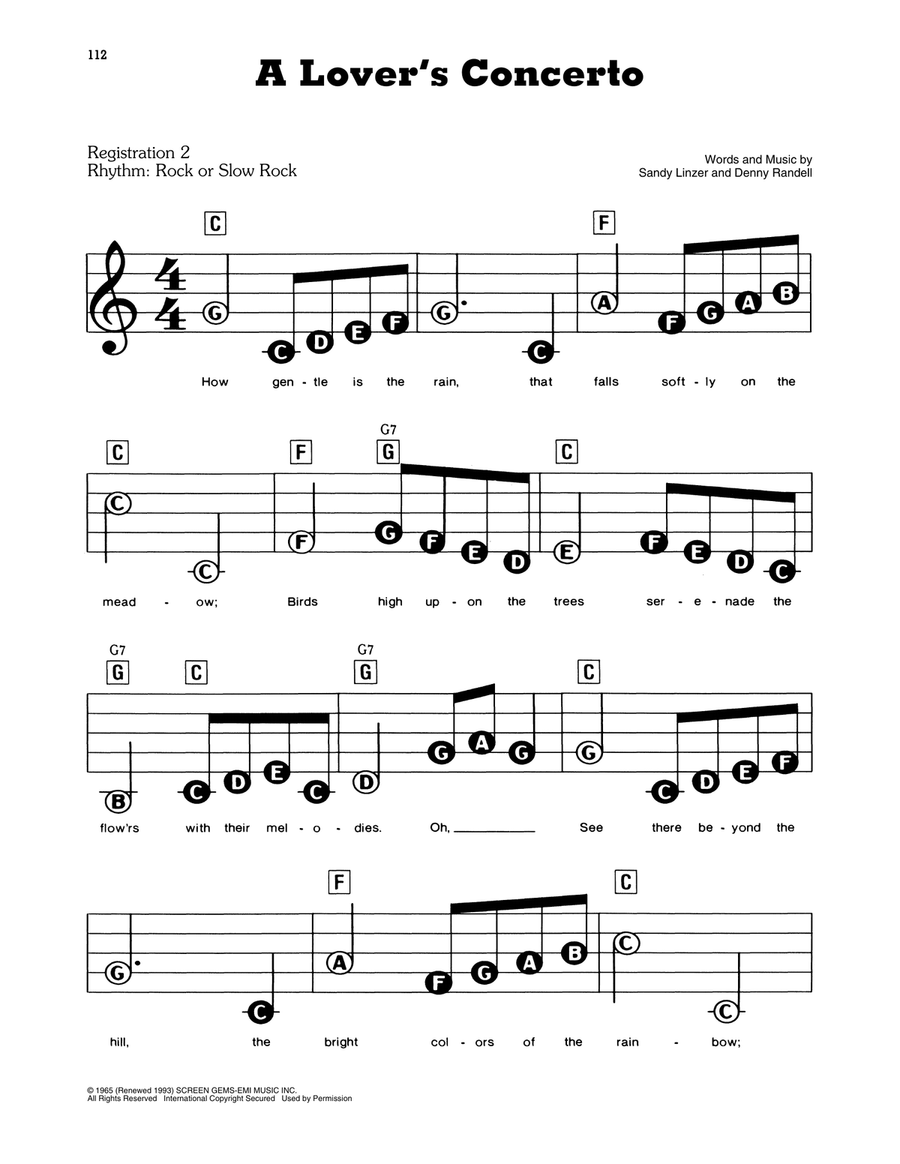 A Lover's Concerto - Electronic Keyboard, Organ Accompaniment