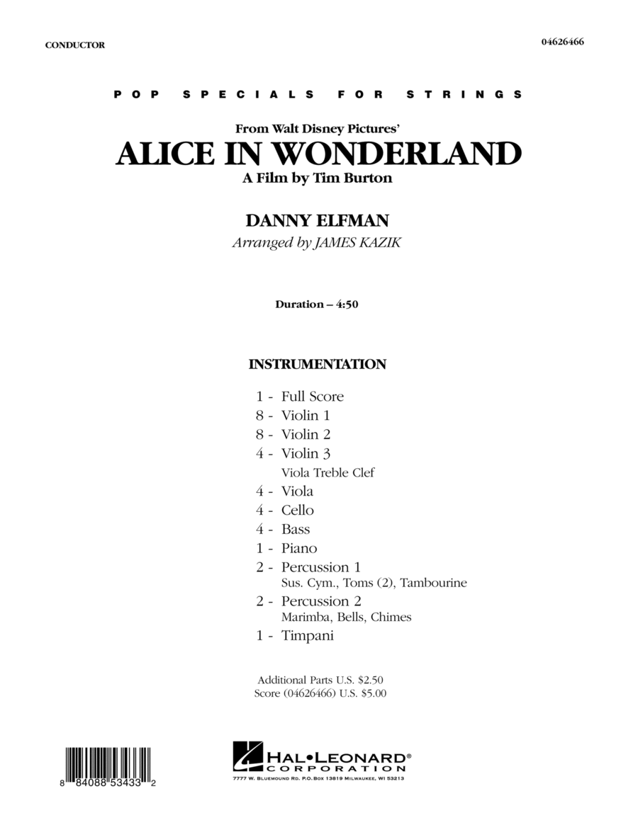 Alice In Wonderland - Full Score by Danny Elfman - Orchestra