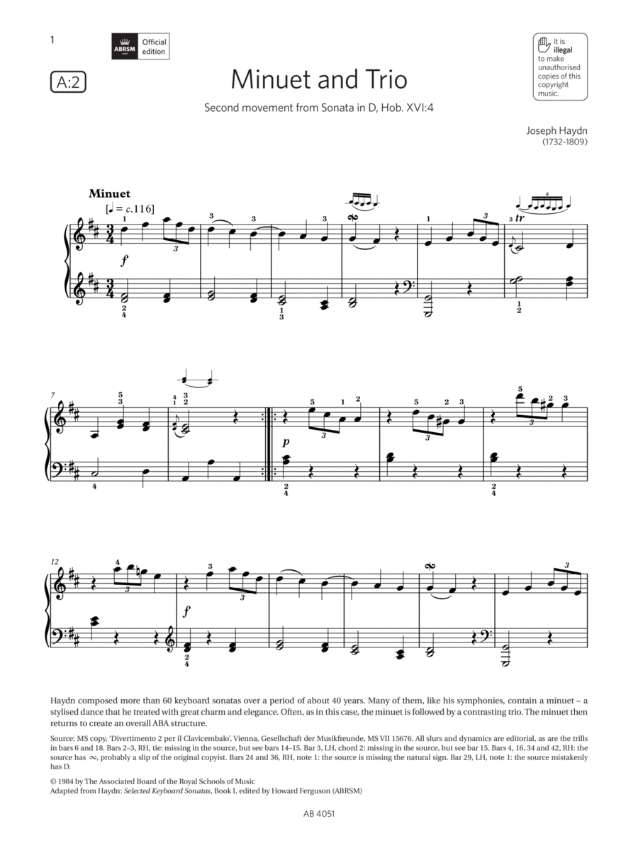 Minuet and Trio (Grade 5, list A2, from the ABRSM Piano Syllabus