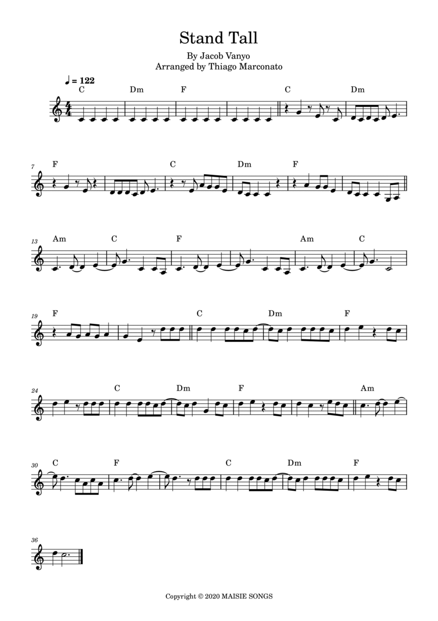 Stand Tall Piano Digital Sheet Music Sheet Music Plus