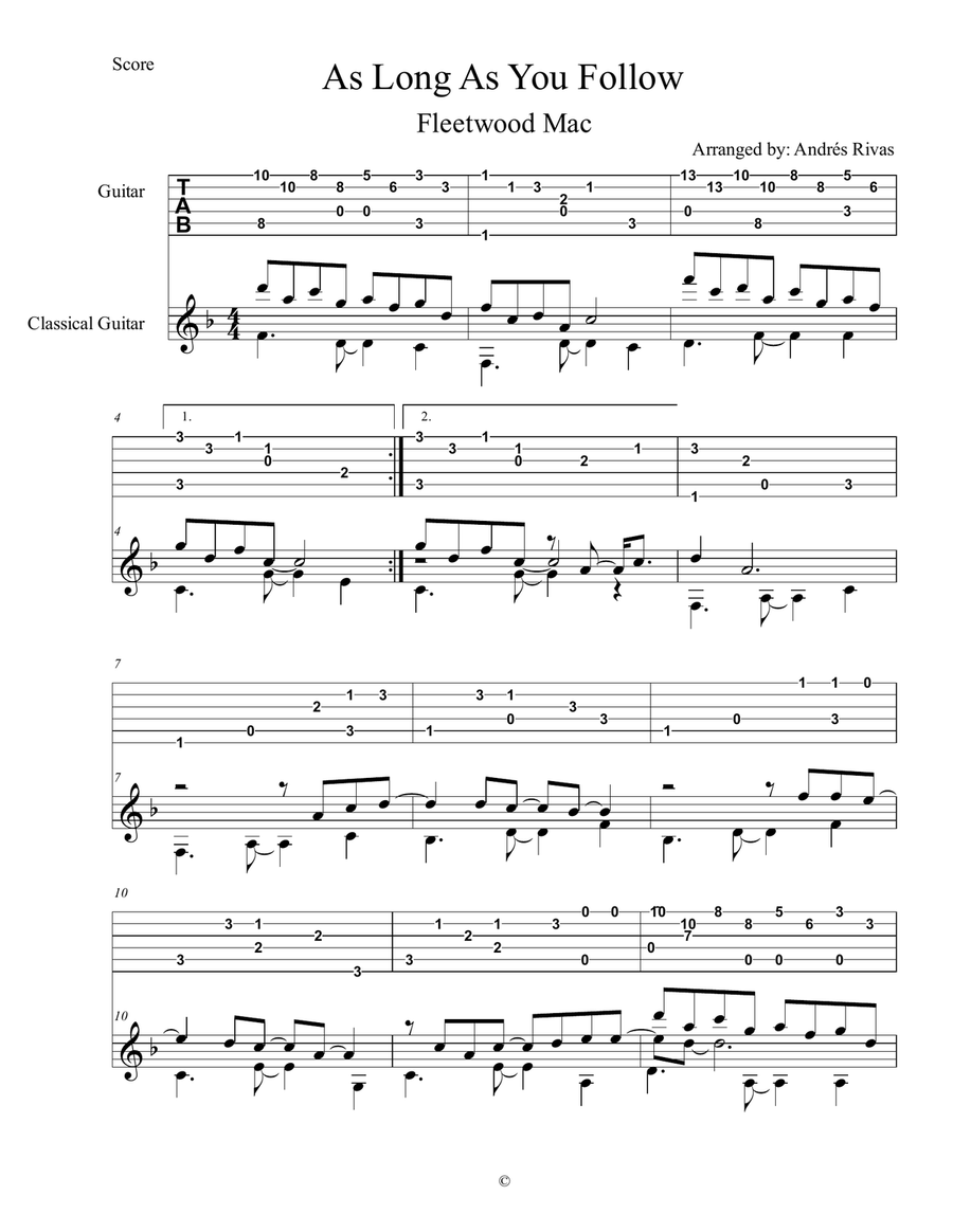 As Long As You Follow by Fleetwood Mac Acoustic Guitar Digital Sheet Music Sheet Music Plus