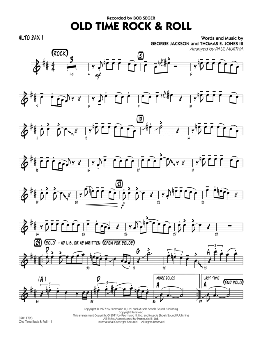 OLD TIME ROCK & ROLL Piano Sheet music