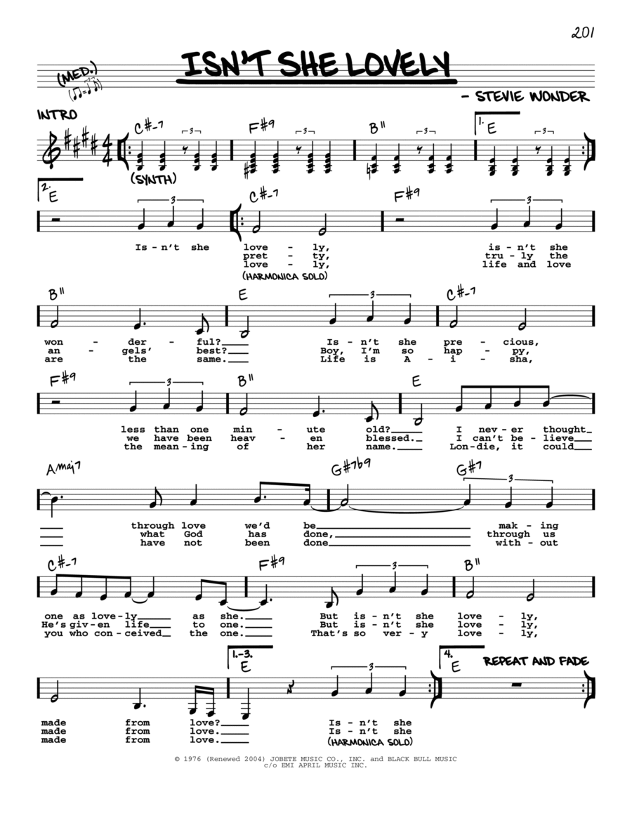 Isn't She Lovely Full Score Sheet Music by Stevie Wonder, nkoda
