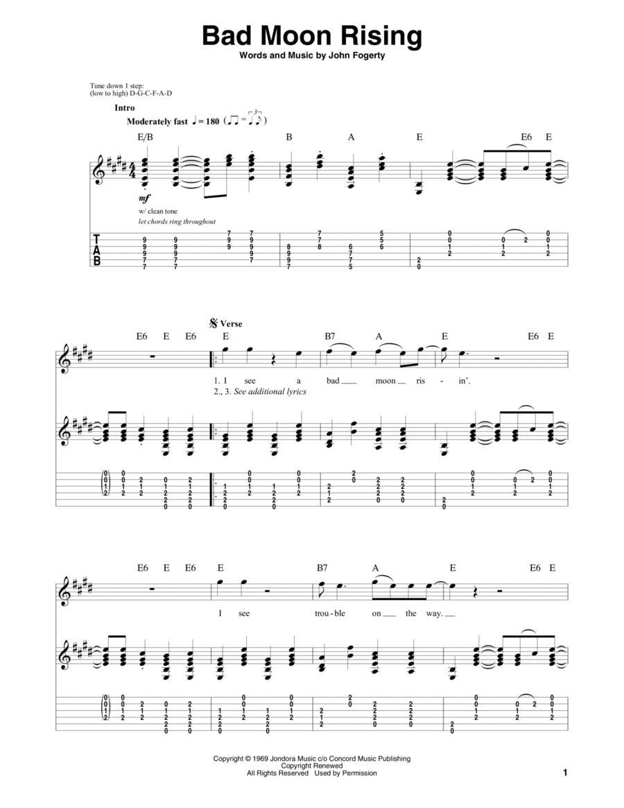 Song lyrics with guitar chords for Bad Moon Rising  Guitar chords and  lyrics, Easy guitar songs, Guitar chords for songs