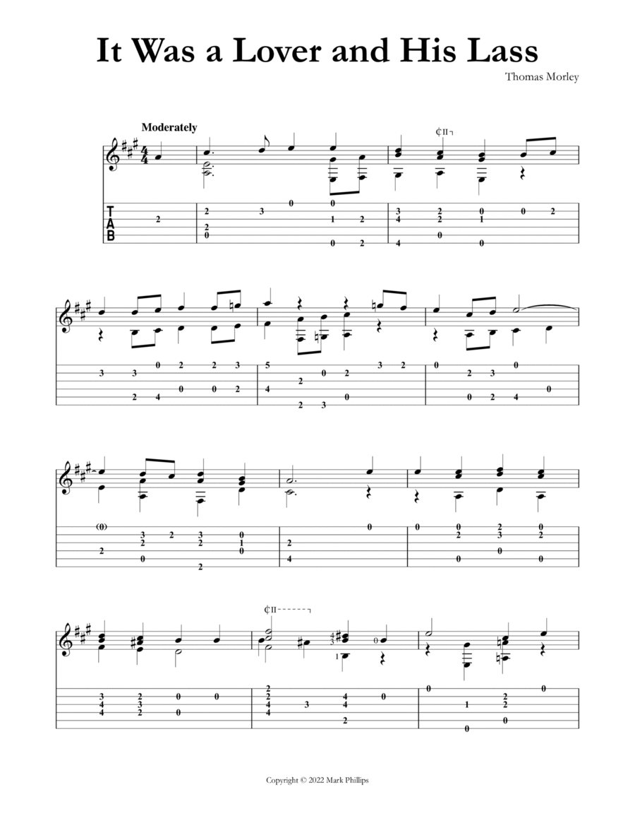 It Was a Lover and His Lass by Thomas Morley Classical Guitar