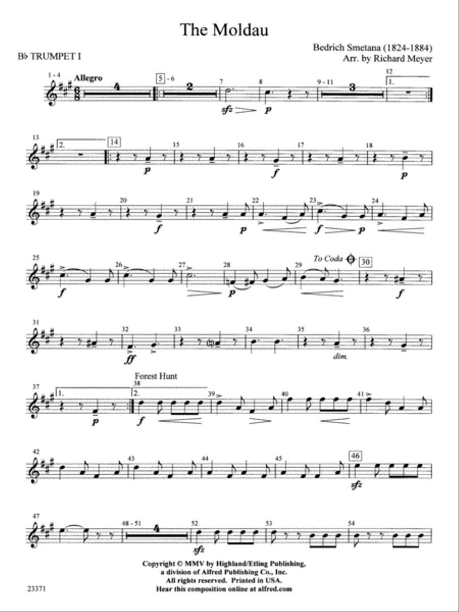 吹奏楽楽譜 THE MOLDAU The Moldau – Bedřich Smetana Sheet Music for Piano (Solo