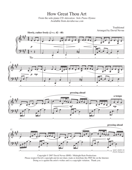How Great Thou Art - Piano Solo - Digital Sheet Music