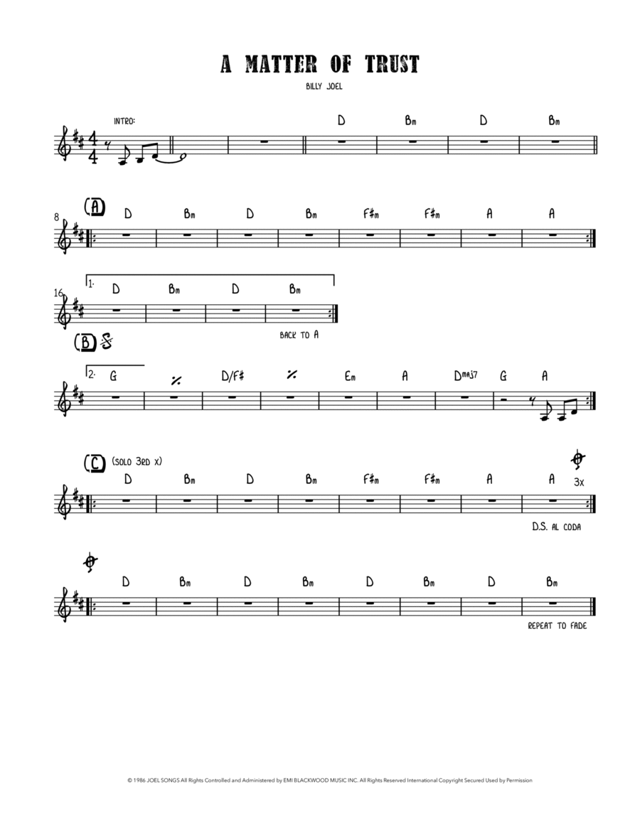 A Matter Of Trust by Billy Joel Piano Digital Sheet Music Sheet Music Plus
