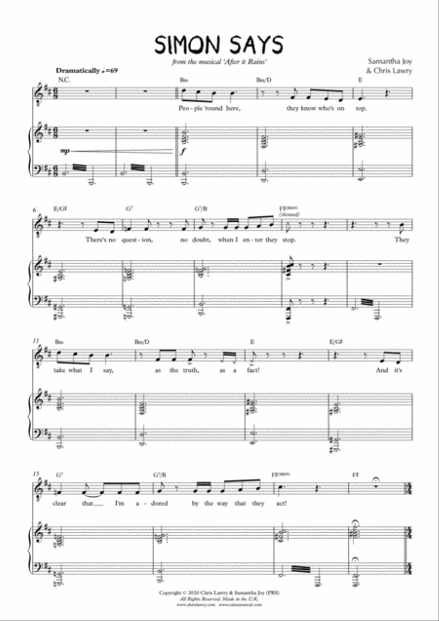 Simon Says - Piano, Vocal, Guitar - Sheet Music