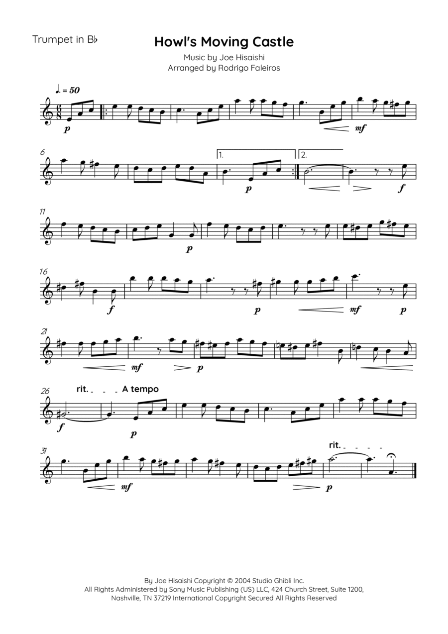 Howl's moving castle accordion sheet music new arrivals