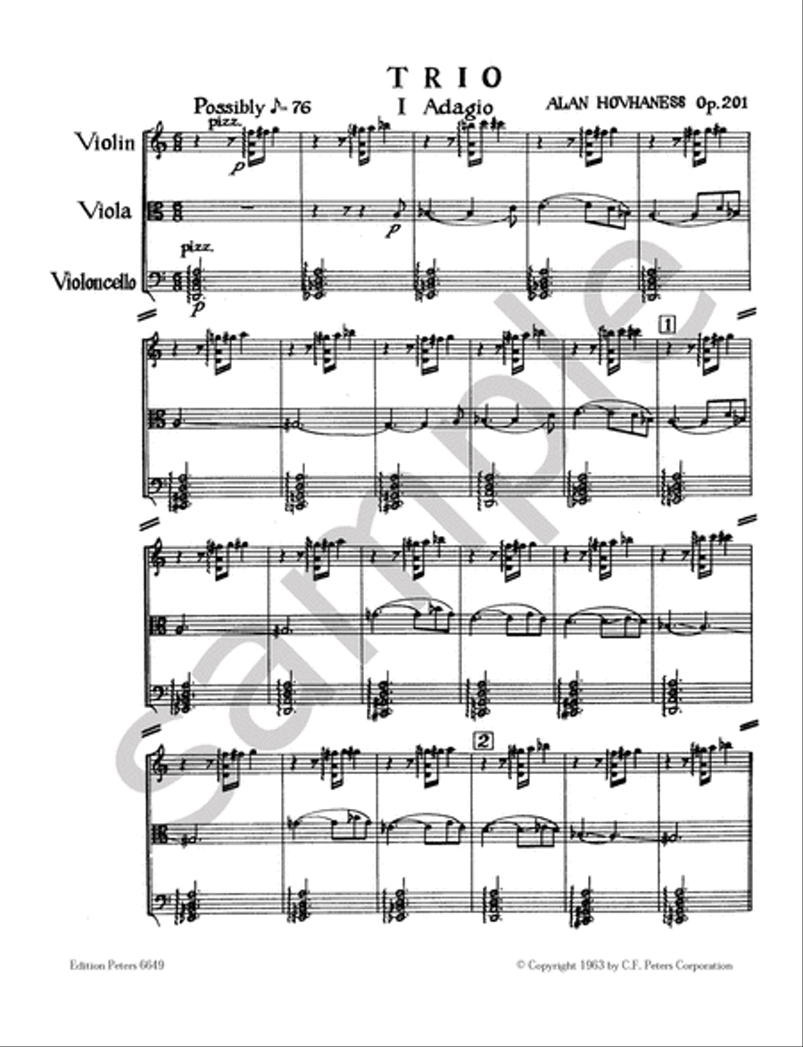 Trio Op. 201 for Violin, Viola and Cello String Trio scores gallery preview page 2