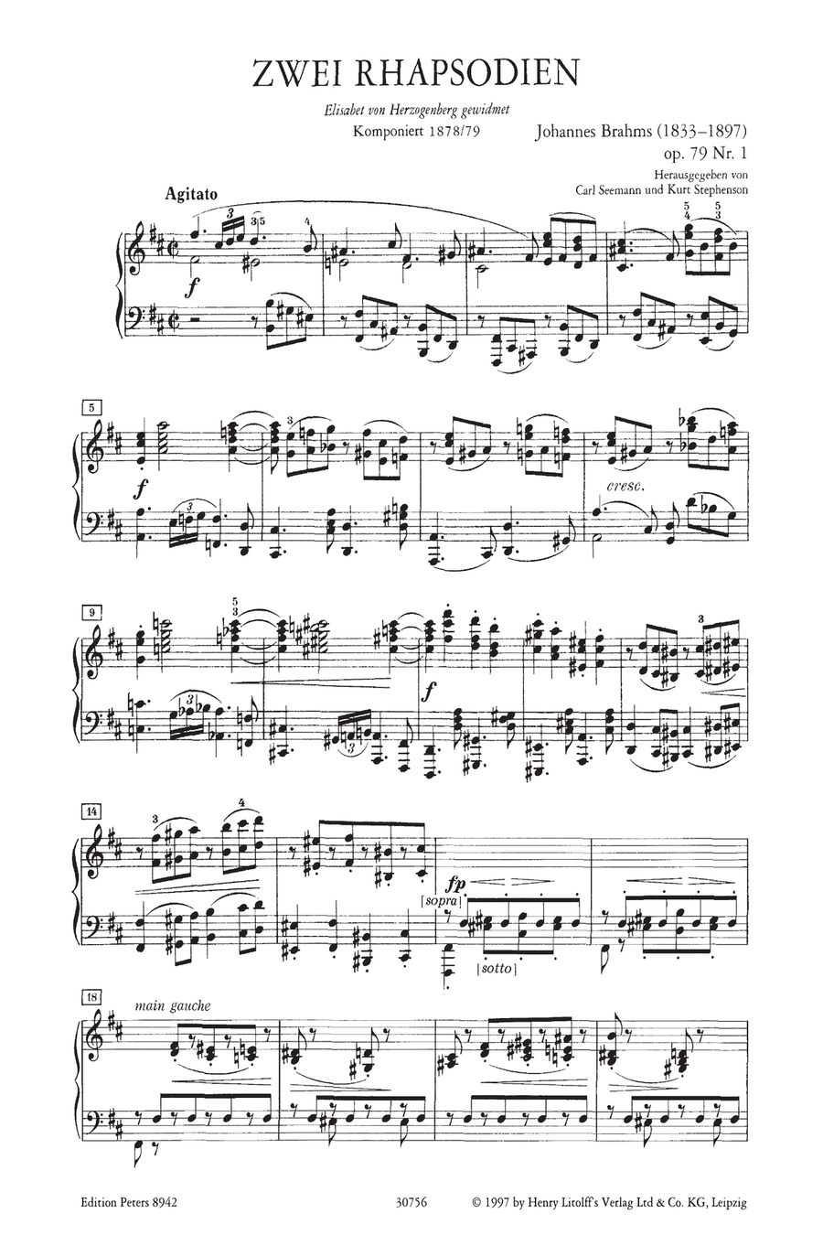 Two Rhapsodies Op. 79 for Piano Piano scores gallery preview page 2
