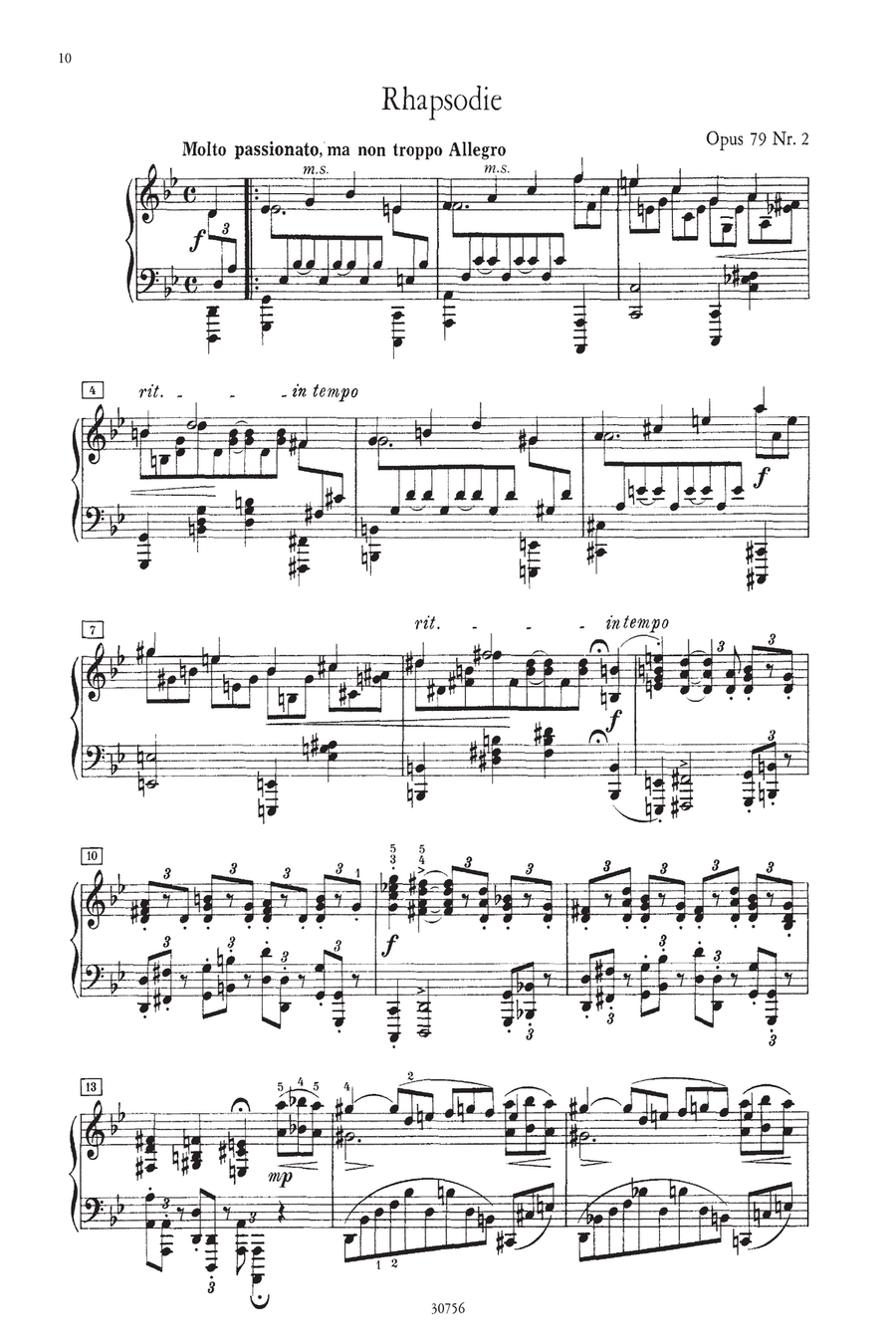 Two Rhapsodies Op. 79 for Piano Piano scores gallery preview page 3