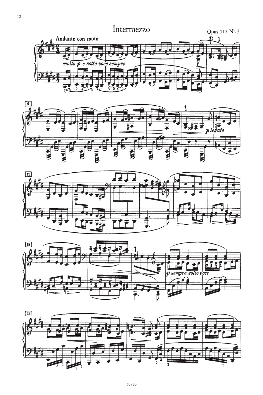 3 Intermezzos Op. 117 for Piano