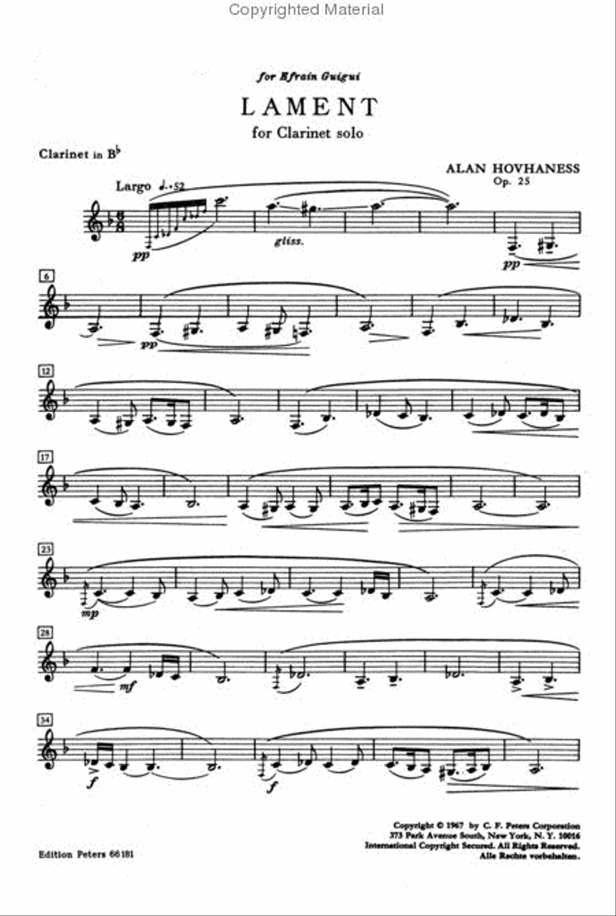 Lament Clarinet Solo scores gallery preview page 2
