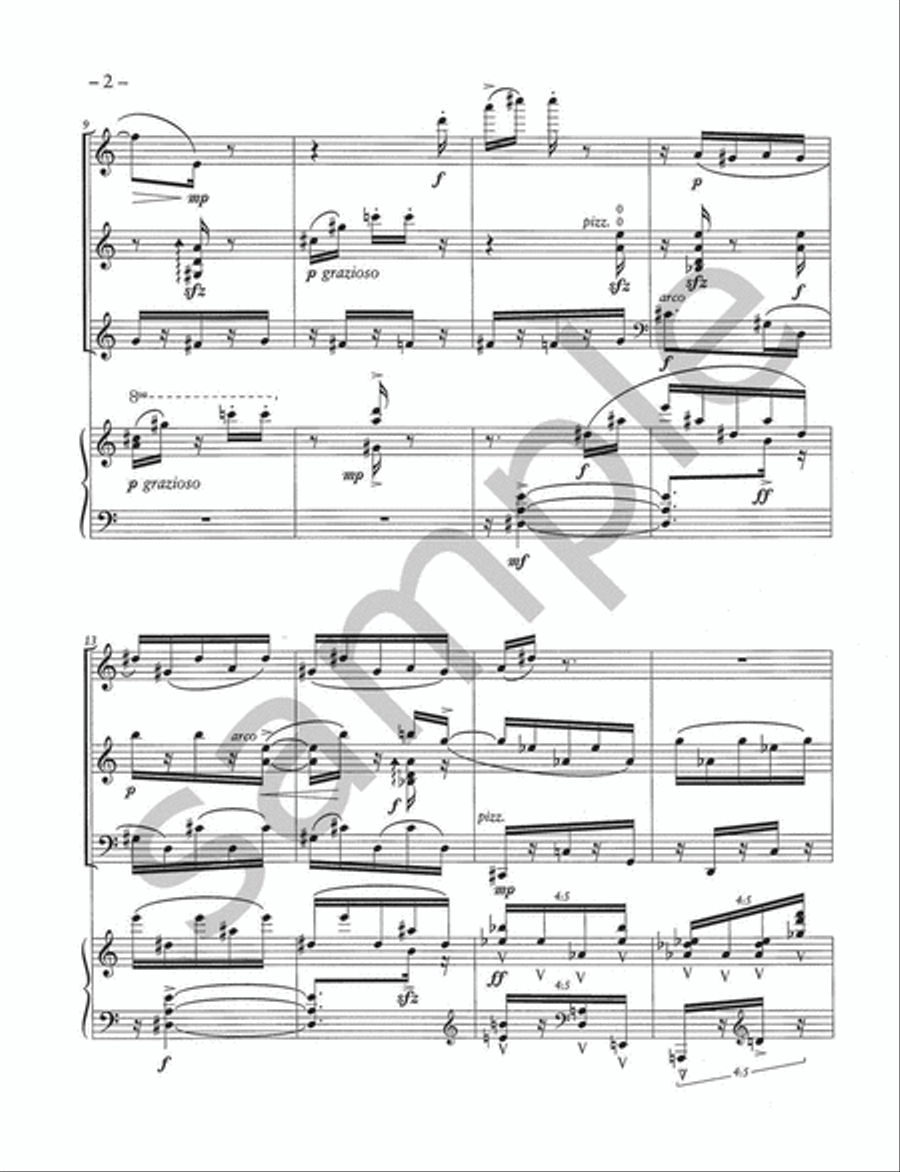 Polarities for Flute (dbl. Alto Flute), Violin, Cello, and Piano Small Ensemble scores gallery preview page 3