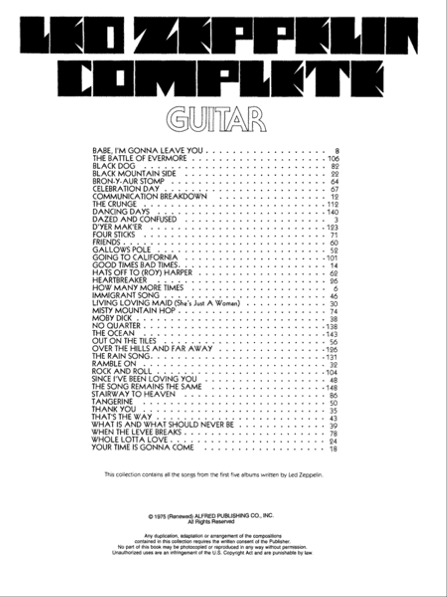 Led Zeppelin Complete - Easy Guitar Electric Guitar scores gallery preview page 2