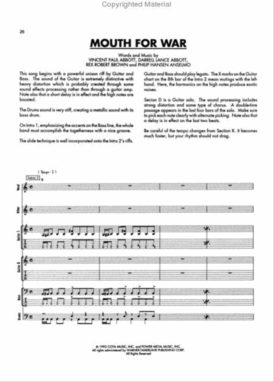 Selections From Vulgar Display Of Power And Cowboys From Hell Electric Guitar scores gallery preview page 4