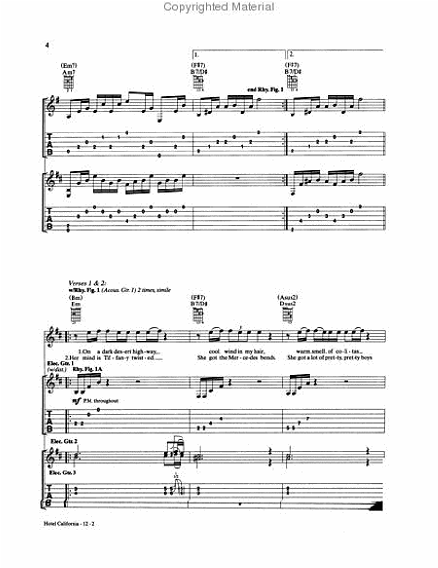 Hotel California Electric Guitar scores gallery preview page 3