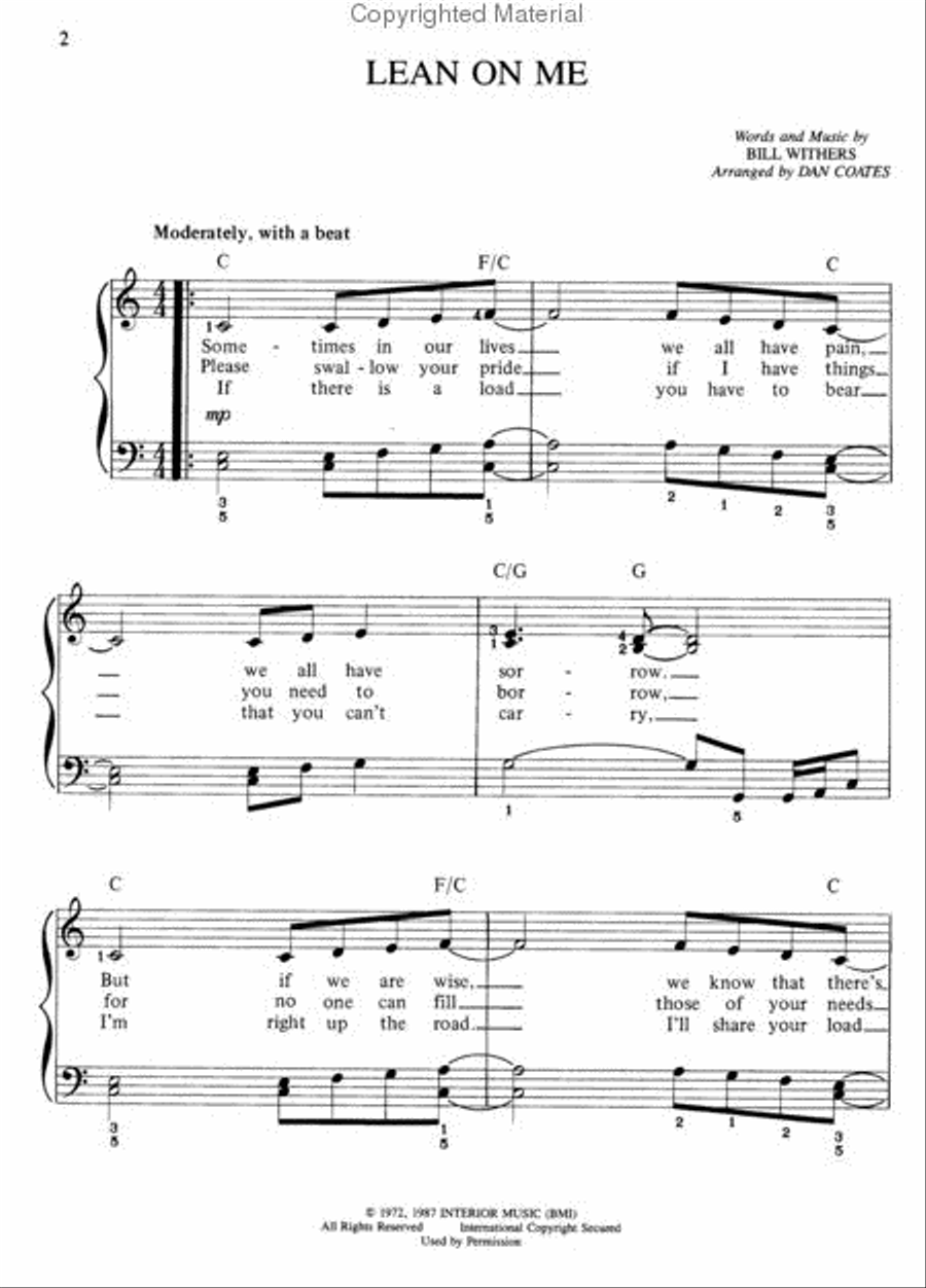 Lean On Me - Easy Piano Easy Piano scores gallery preview page 2