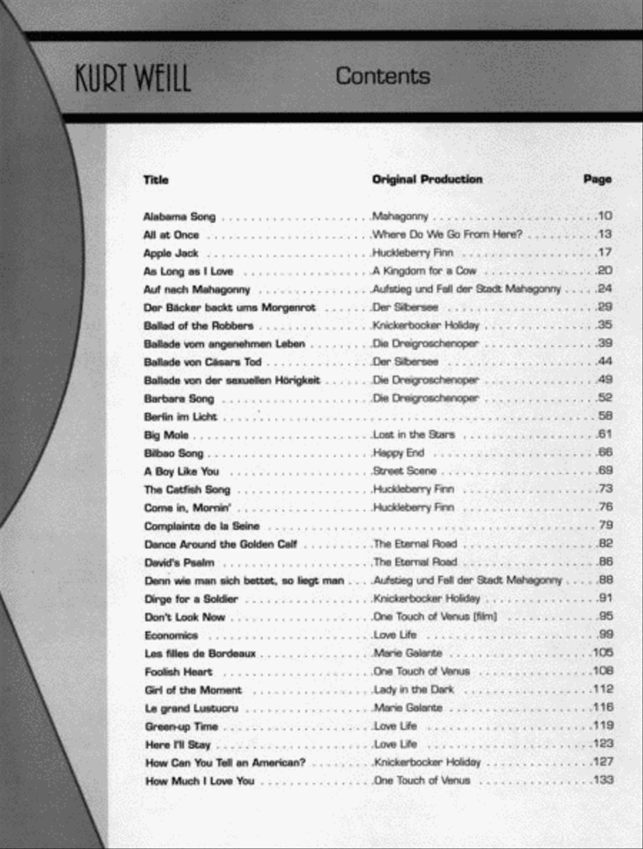 Kurt Weill Songs - A Centennial Anthology, Volume 1 Piano, Vocal, Guitar scores gallery preview page 2