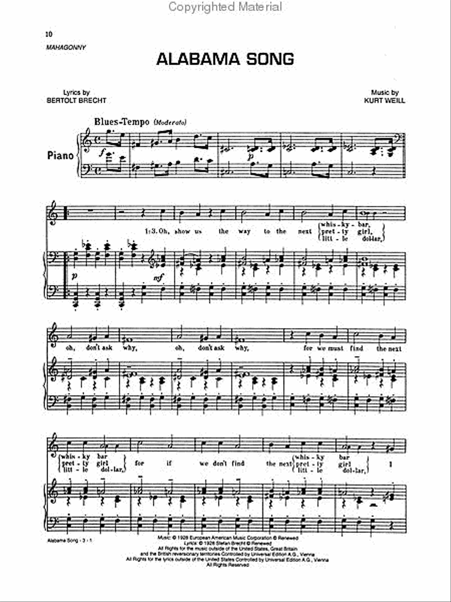Kurt Weill Songs – A Centennial Anthology - Volumes 1 & 2 Piano, Vocal, Guitar scores gallery preview page 4