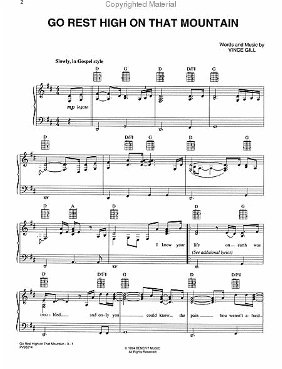 Go Rest High on That Mountain Piano, Vocal, Guitar scores gallery preview page 2