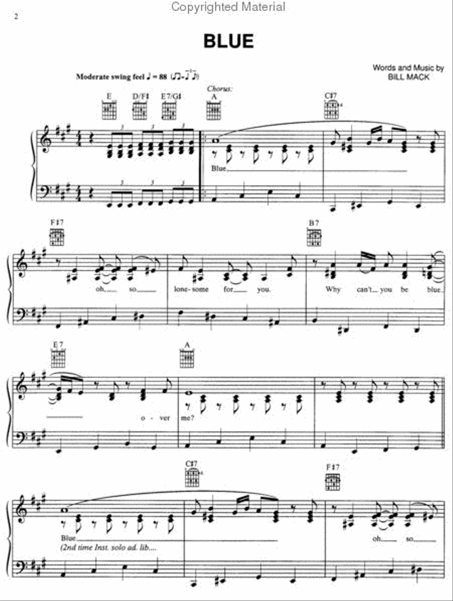 Blue Piano, Vocal, Guitar scores gallery preview page 2