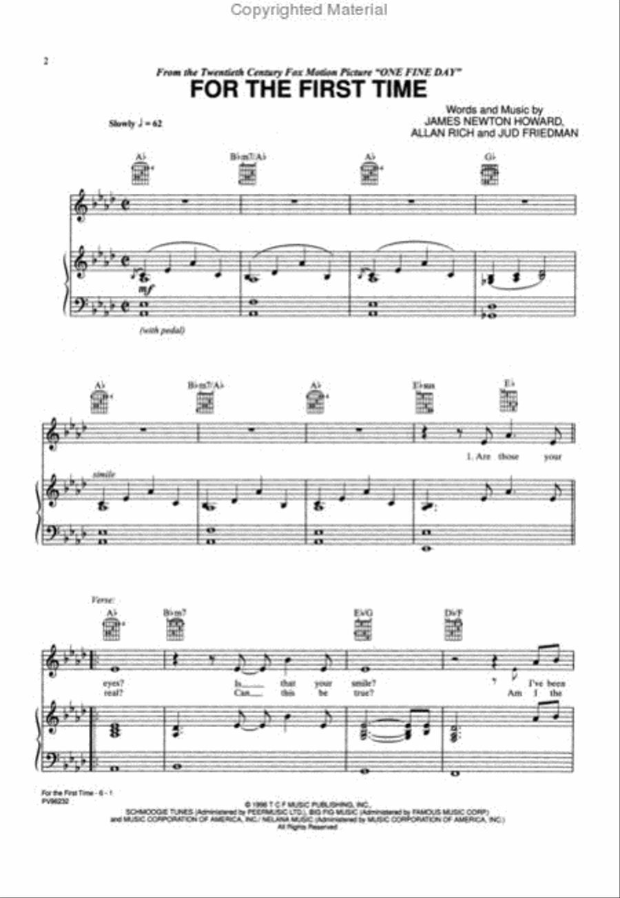 For the First Time (from One Fine Day) Piano, Vocal, Guitar scores gallery preview page 2