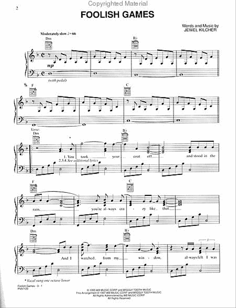 Foolish Games Piano, Vocal, Guitar scores gallery preview page 2